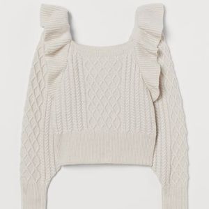 Flounced Cable-Knit Sweater